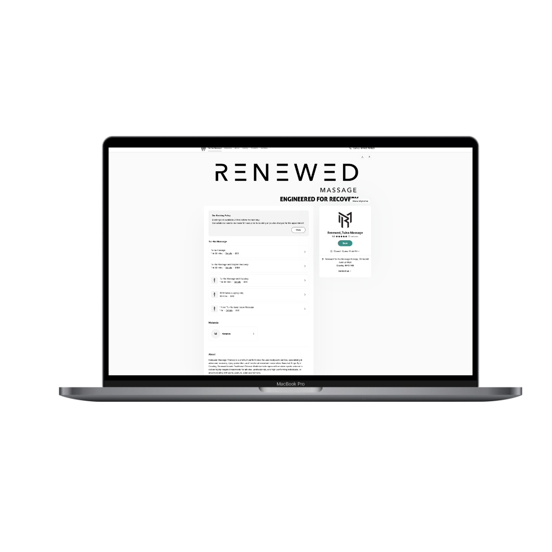 Setmore booking homepage displayed on a MacBook with a mobile service list